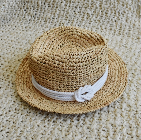 Anthropologie Accessories - Tracy Watts natural crochet raffia hitch hat